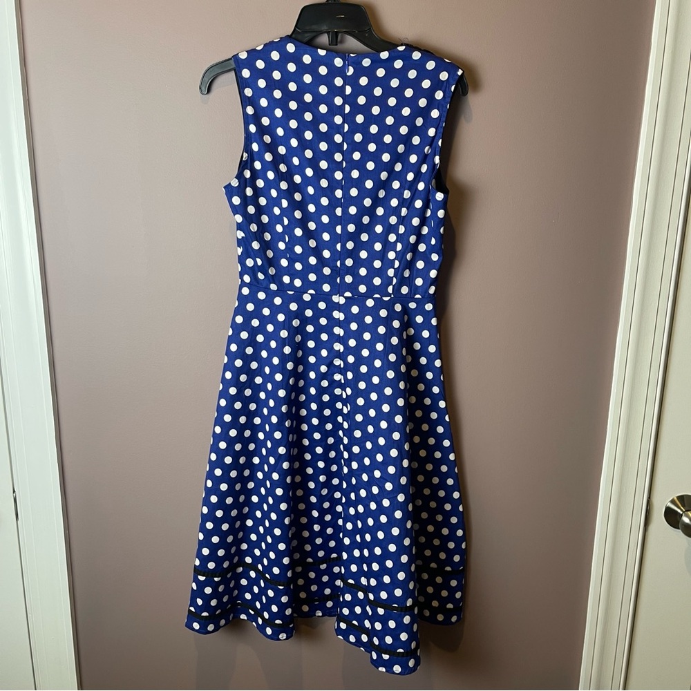Killreal Blue White Polka Dot Swing Dress - Small - Picture 7 of 13